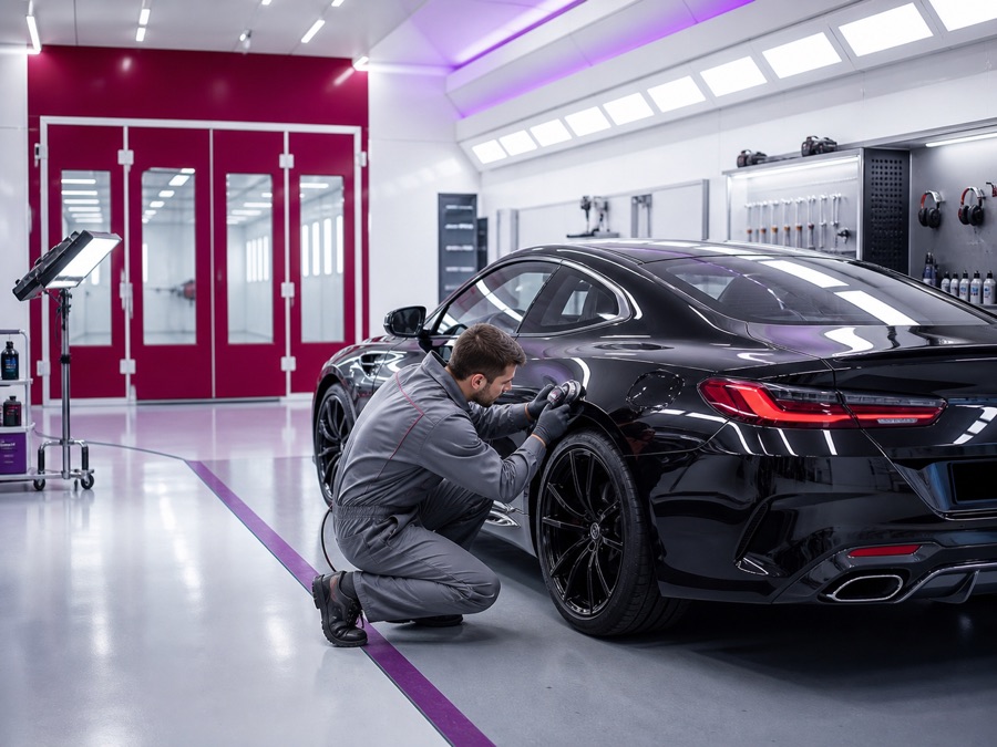 Réparation de carrosserie dans un atelier moderne